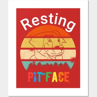 Vintage resting pit face dog Posters and Art